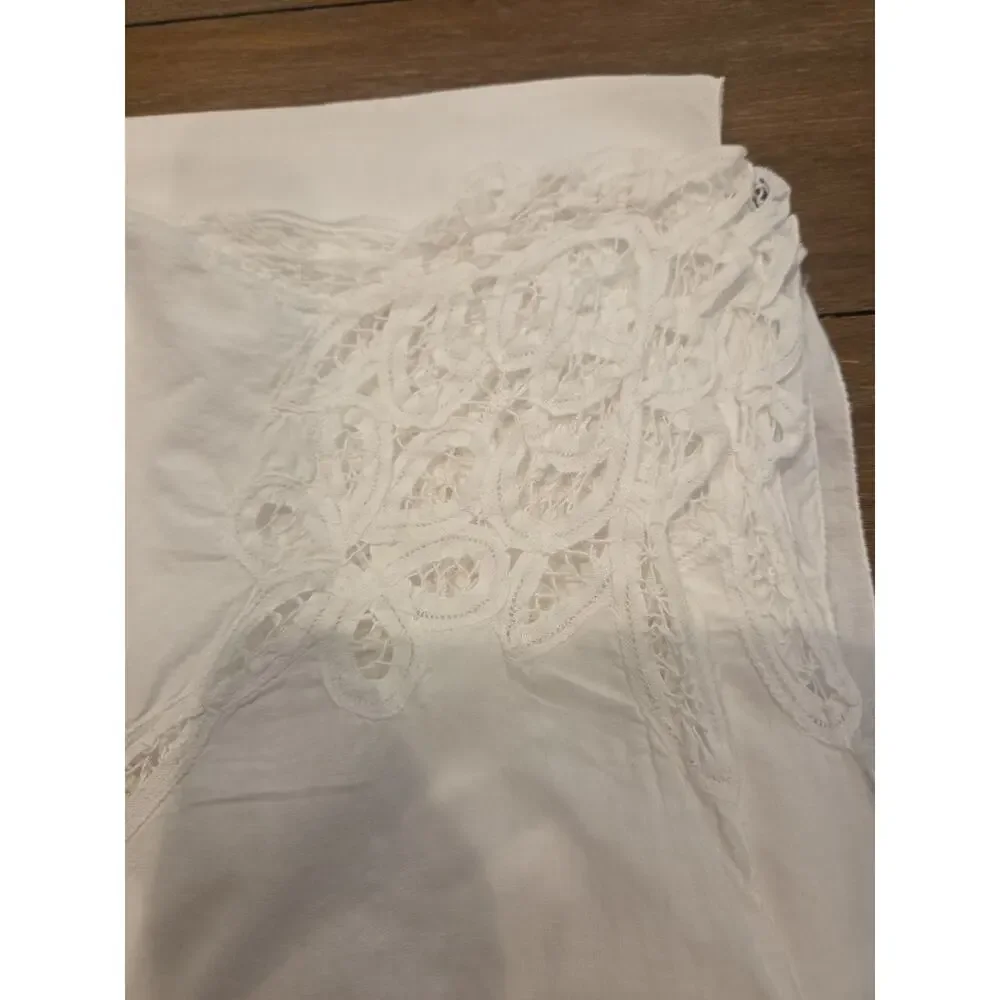 VINTAGE Battenberg Lace Tablecloth & 10 Napkins Set 112x62 Rectangular White NOS